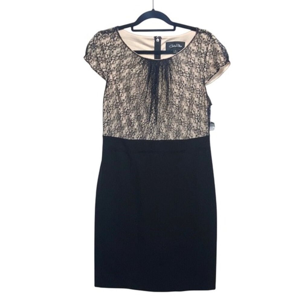 Chelsea Rose Dress Lace Sheath Black Nude Women's 10 Cocktail Elegant Semiformal